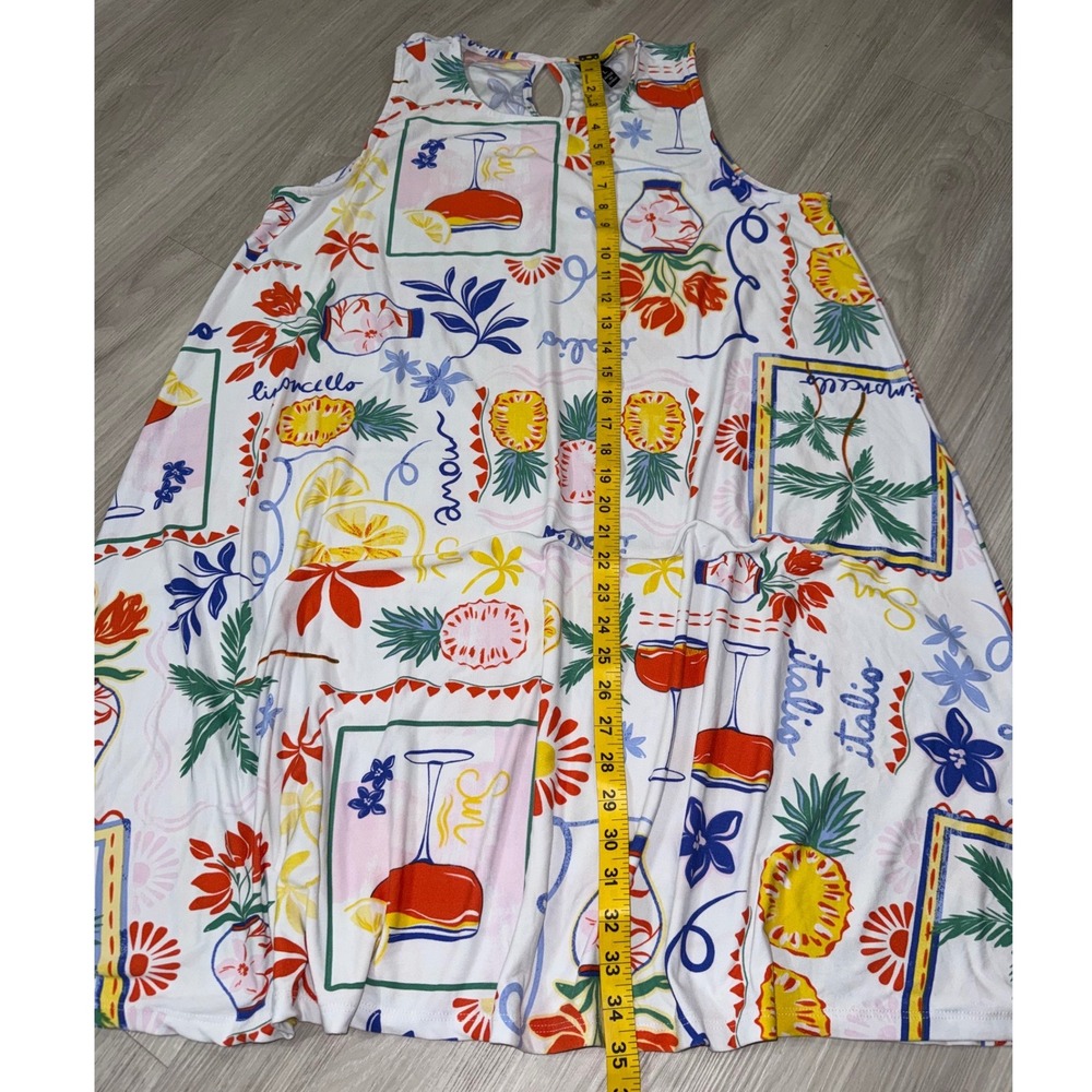 Allison Brittney Womens Tropical Italia Limoncello Print Trapeze Dress Large - Picture 5 of 10
